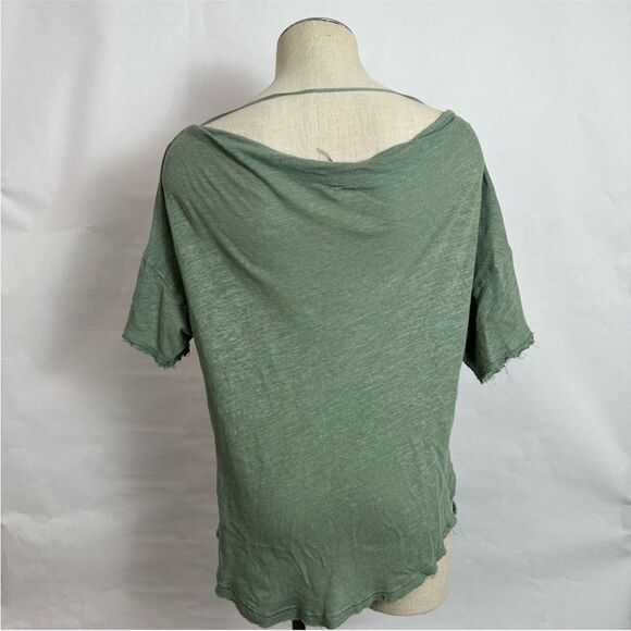 Free People She’s So Cool Linen Raw Hem T Shirt 379 - Picture 3 of 3